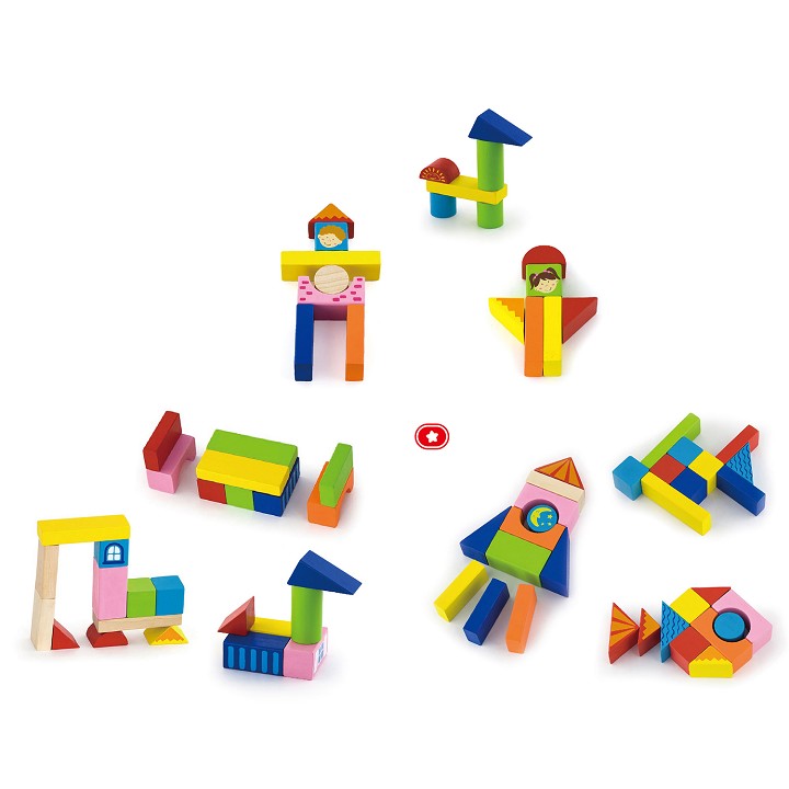 Viga Toys - Building Bocks in a Drum - City - 75 pieces
